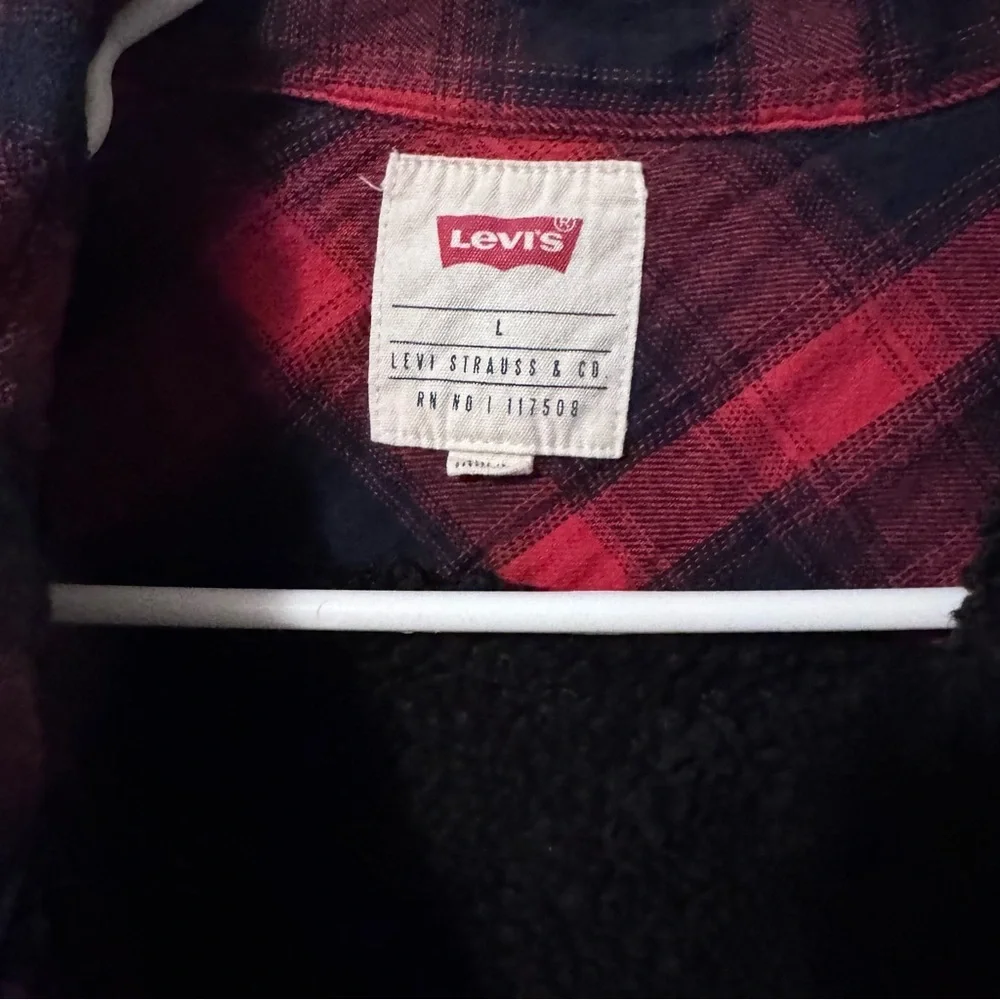 Levi’s buffalo plaid shacket sherpa lined flannel shirt - Picture 3 of 8
